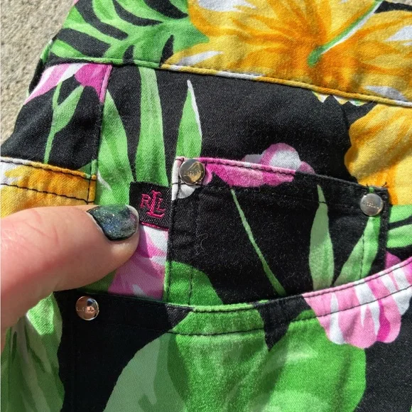 Lauren Ralph Lauren Tropical Print Plus Size Pants Size 16W - Picture 5 of 10